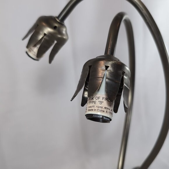 Vintage Lilypad Lamp Lily Pad 2 Stem Base NO SHADES Tulip Gooseneck Gold READ - Picture 8 of 10